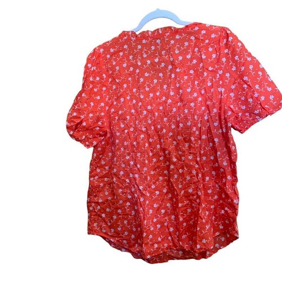 Talbots Womens Size XL Multicolor Floral Print Cotton Blend V-Neck Top Blouse - Picture 4 of 7